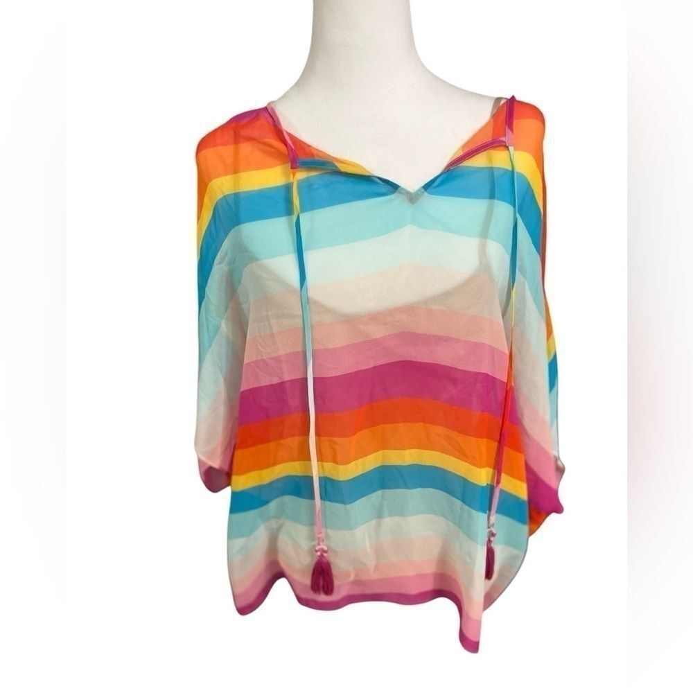 TRINA TURK SZXS/S SOBE RAINBOW STRIPED PULLOVER TOP - Picture 3 of 11